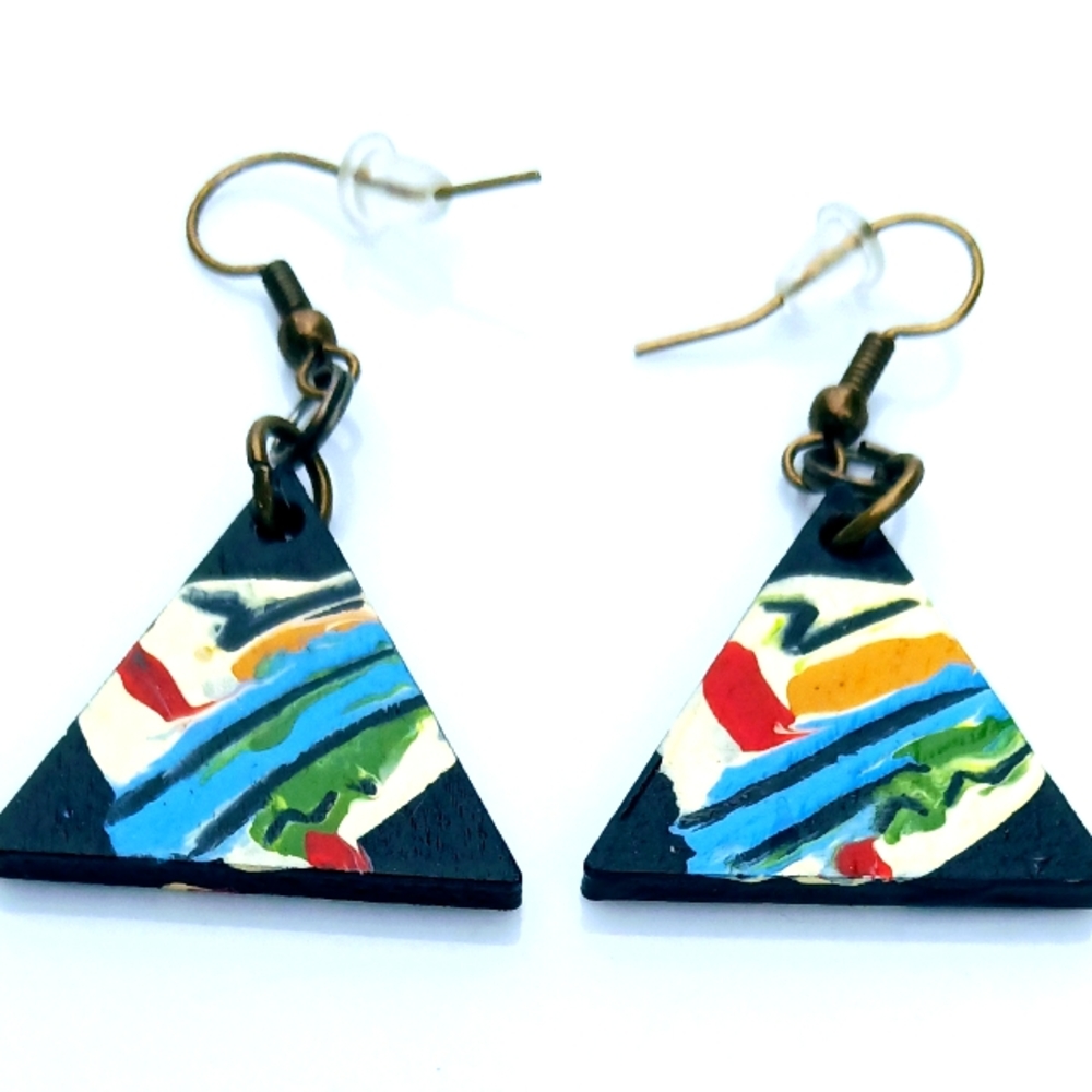 Handcrafted festival painted pierced earrings